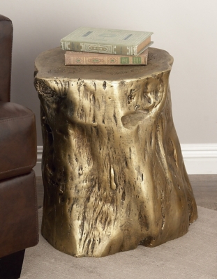 Bayberry Lane Tree Trunk Accent Table, Gold