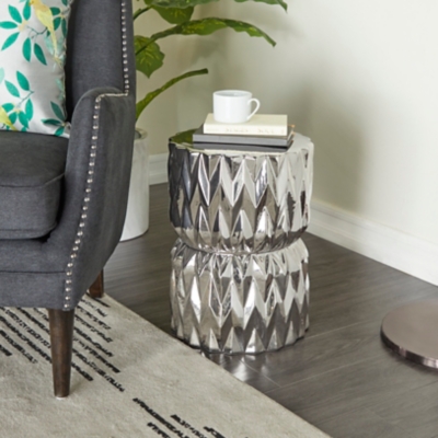 Bayberry Lane Ceramic Accent Table, Silver