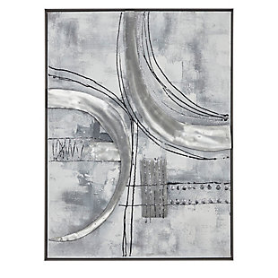 Bayberry Lane Gray Metal Contemporary Abstract Framed Wall Art, 40" x 2" x 30", , large