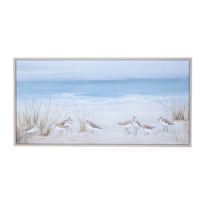 Bayberry Lane Blue Polystone Coastal Birds Framed Wall Art, 55" x 2" x 28", , large