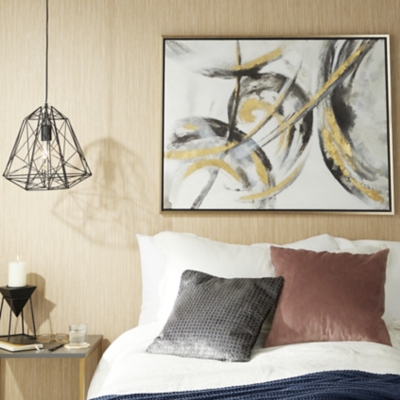 Bayberry Lane Gold Polystone Contemporary Abstract Framed Wall Art, 40" x 2" x 30"
