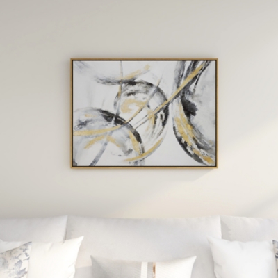 Bayberry Lane Gold Polystone Contemporary Abstract Framed Wall Art, 40 ...