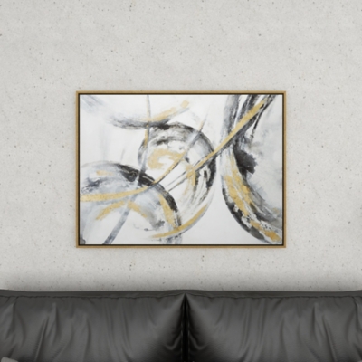 Bayberry Lane Gold Polystone Contemporary Abstract Framed Wall Art, 40 ...