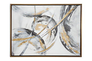 Bayberry Lane Gold Polystone Contemporary Abstract Framed Wall Art, 40" x 2" x 30", , large