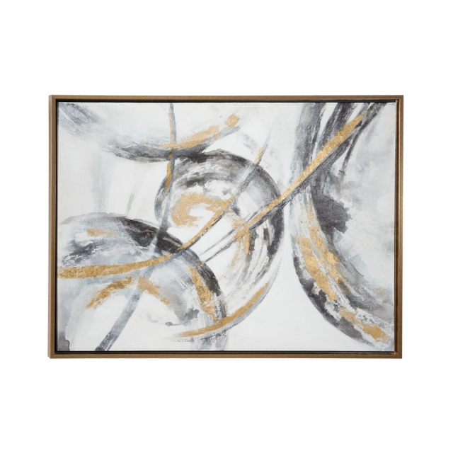 Bayberry Lane Gold Polystone Contemporary Abstract Framed Wall Art, 40" x 2" x 30"