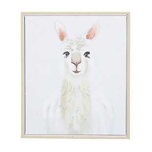 Bayberry Lane White Polystone French country Llama Framed Wall Art, 24" x 1" x 28", , large