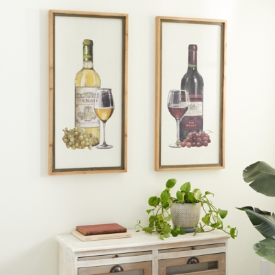 Bayberry Lane Wine and Champange Framed Wall Art, Brown