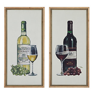 Bayberry Lane Brown Wood Farmhouse Wine and Champange Framed Wall Art, Set of 2 20"W, 40"H, , large