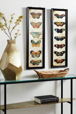 Bayberry Lane Vintage Butterfly Framed Wall Art Set of 2, Multi
