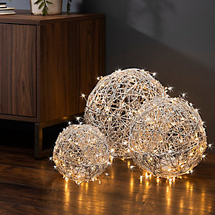 Everlasting Glow Set of 3 Assorted Vine Balls with Super Bright White LED Lights, , rollover