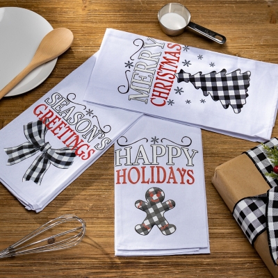 A600069533 GIL Holiday Design Tea Towels (Set of 3), White sku A600069533