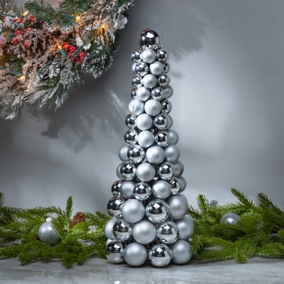 A600069547 GIL 18 in Christmas Ornament Cone Tree, Silver sku A600069547