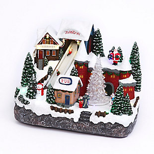 GIL 12 in L Lighted Musical Holiday Ski Village with Moving Tree, , large