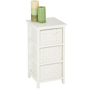 Honey-Can-Do Small Storage Cabinet with Wooden Frame & Woven Fabric Drawers, White, , large