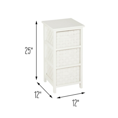 Honey-Can-Do Small Storage Cabinet with Wooden Frame & Woven Fabric Drawers,  White