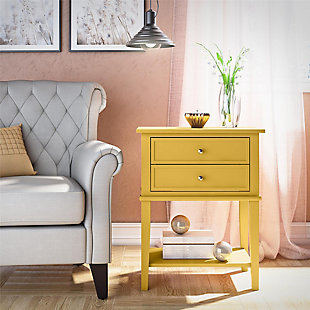 Ameriwood Home Cottage Hill Accent Table with 2 Drawers, Mustard Yellow, rollover