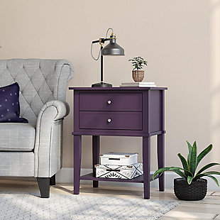 Ameriwood Home Cottage Hill Accent Table with 2 Drawers, Purple, large
