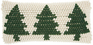 Mina Victory Mina Victory Holiday Pillows Xmas Tree Loops 12" X 24" Green Ivory Indoor Throw Pillow, , large
