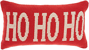 Mina Victory Mina Victory Holiday Pillows Woven Ho Ho Ho 12" x 22" Red Indoor Throw Pillow, , large