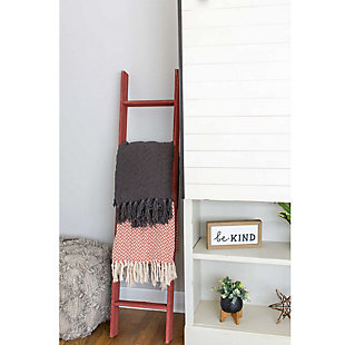 BarnwoodUSA BarnwoodUSA Rustic Farmhouse 5ft Extra Wide Rustic Red Wooden Decorative Bookcase Picket Ladder, Rustic Red, rollover