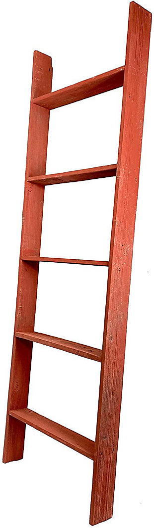 BarnwoodUSA BarnwoodUSA Rustic Farmhouse 5ft Extra Wide Rustic Red Wooden Decorative Bookcase Picket Ladder, Rustic Red, large