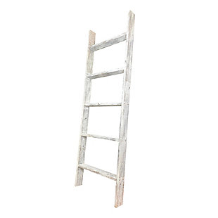 BarnwoodUSA BarnwoodUSA Rustic Farmhouse 5ft Extra Wide Wooden Decorative Bookcase Picket Ladder, White Wash, large