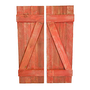 BarnwoodUSA Rustic Farmhouse 36" x 12" Rustic Red Window Shutter Set (2 Piece), Rustic Red, large