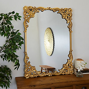 Bayberry Lane Gold Wood Traditional Wall Mirror, 30" x 2" x 41", , rollover