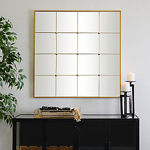 Bayberry Lane Gold Metal Glam Wall Mirror, 36" x 1" x 36", , rollover