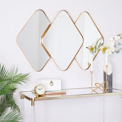 Bayberry Lane Gold Metal Contemporary Wall Mirror, 43 x 3 x 28