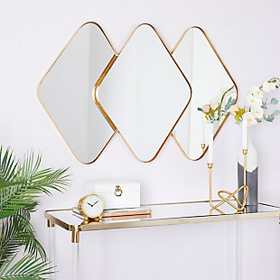 Bayberry Lane Gold Metal Contemporary Wall Mirror, 43" x 3" x 28", , rollover