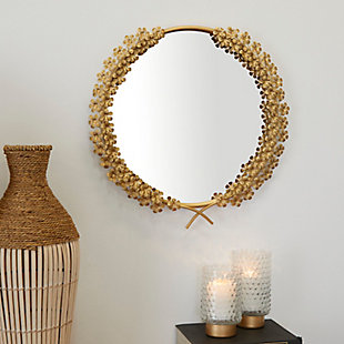 Bayberry Lane Gold Metal Traditional Floral and botanical Wall Mirror, 22" x 2" x 22", , rollover