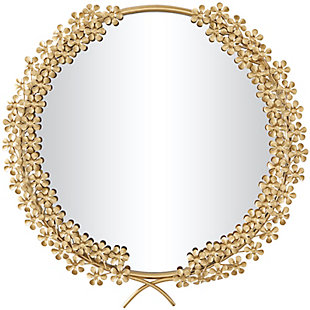 Bayberry Lane Gold Metal Traditional Floral and botanical Wall Mirror, 22" x 2" x 22", , large