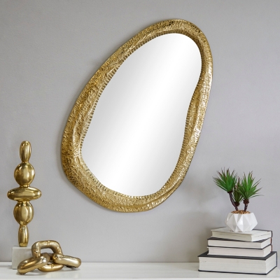 Bayberry Lane Gold Aluminum Contemporary Abstract Wall Mirror, 23 x 1 x 35