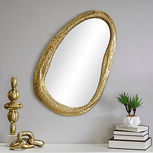 Bayberry Lane Gold Aluminum Contemporary Abstract Wall Mirror, 23" x 1" x 35", , rollover