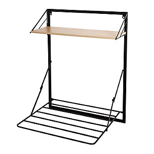Honey-Can-Do Wall Mounted Drying Rack with Shelf for Small Laundry Room, Black/Maple, , large