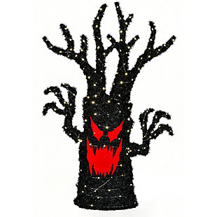 National Tree Company 48" Pre-Lit Frightening Face Halloween Tree, , large