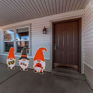 National Tree Company 30" Halloween Gnome Trio with LED Light Strips, , rollover
