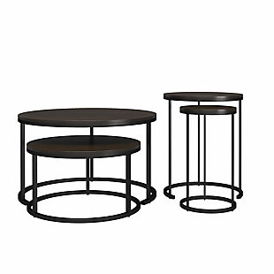 Ameriwood Home Clarine 4-Piece Nesting Coffee and End Table, Espresso, large