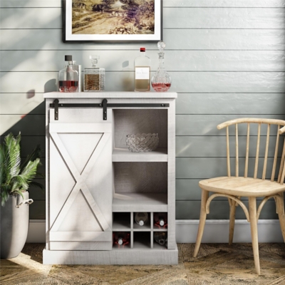 Ameriwood Home Meadow Park Bar Cabinet, Rustic White
