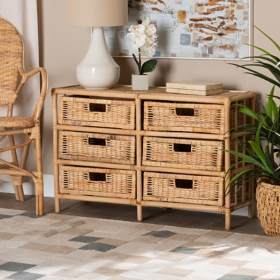 Baxton Studio Dariana Modern Bohemian 6-Drawer Storage Cabinet, , rollover