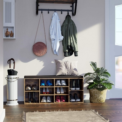 Reclaimed wood hallway bench / shoe storage / shoe bench / shoe rack / hall  bench