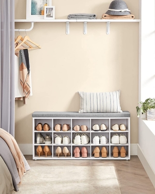 Costway Shoe Storage Bench With Cushion Shoe Storage Organizer Shoe Rack  Entryway Grey/natural : Target