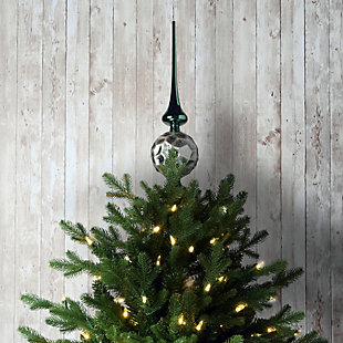 National Tree Company 15" Sage Green Glass Christmas Tree Topper, , rollover