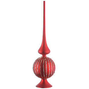National Tree Company 15" Red Glass Christmas Tree Topper, , large