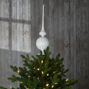 National Tree Company 15" White Glass Christmas Tree Topper, , rollover