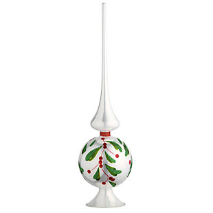 National Tree Company 15" Holly Leaves Glass Christmas Tree Topper, , large