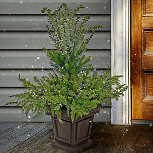 National Tree Company 48" Cedar Evergreen Porch Bush with 100 Battery Operated LED Lights, , rollover