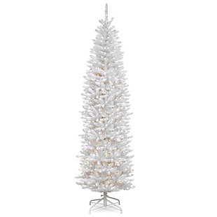 National Tree Company 9ft. Kingswood White Fir Hinged Pencil Tree with 500 Clear Lights, , large