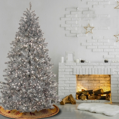 National Tree Company 7.5 ft. Pre-Lit Christmas Matte Silver Metallic Tree with 1250 LED Infinity Lights®